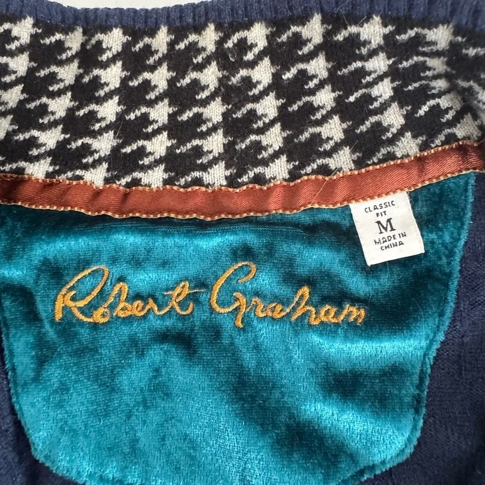 Robert Graham 100% Wool Quarter Zip Sweater Men’s M Blue Textured Knit Luxury
